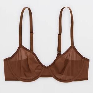Aerie Smoothez Unlined Mesh Bra Size 36C Brown NWT!